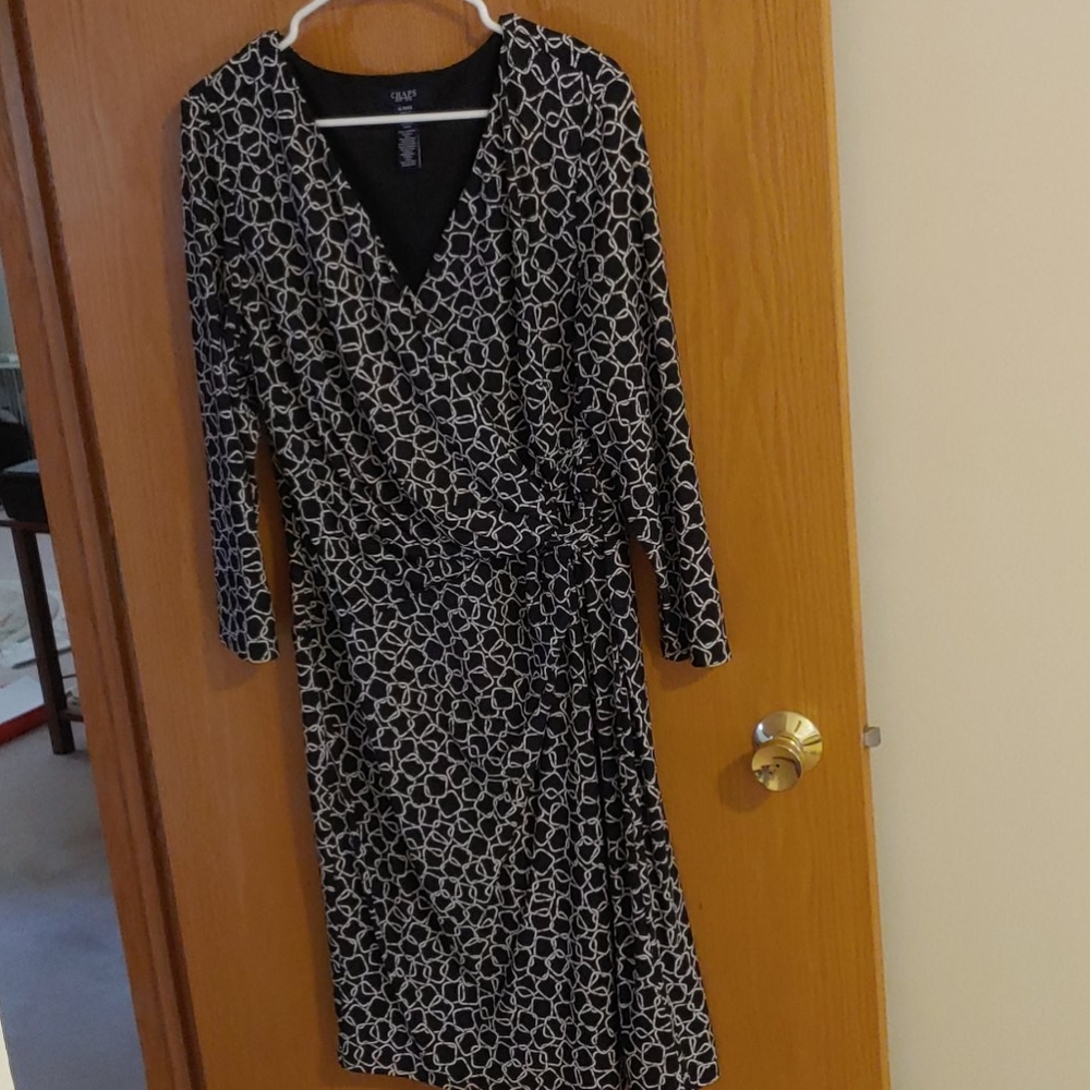 Chaps Black Wrap Dress